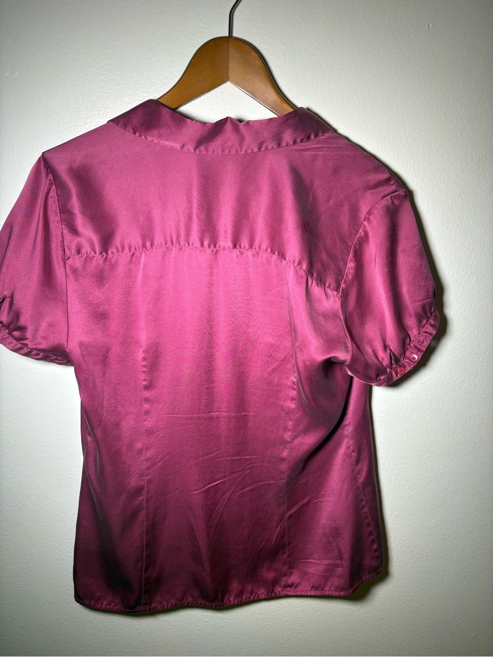 The Limited 2007 100% Silk Pink Blouse y2k Ruched Satin Office Siren size large - Picture 12 of 13